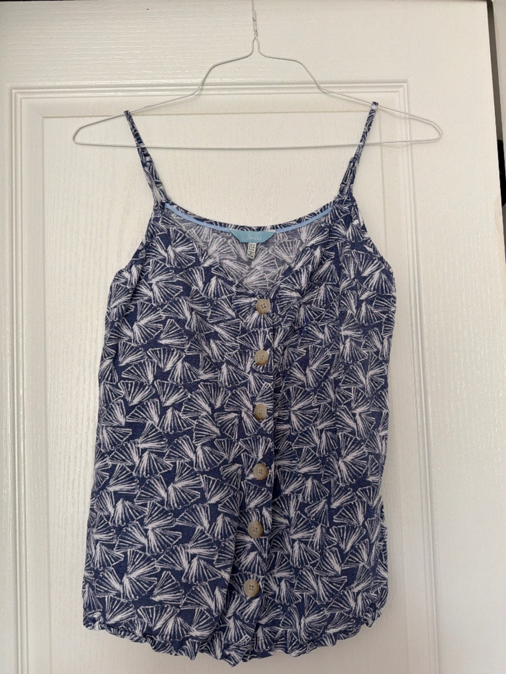 Joules Printed Button Front Cami | Size S | Blue White | Lightweight